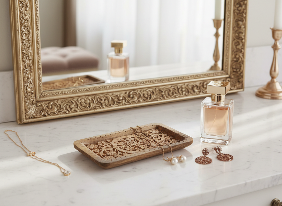 CARVED MANGO WOOD TRAY