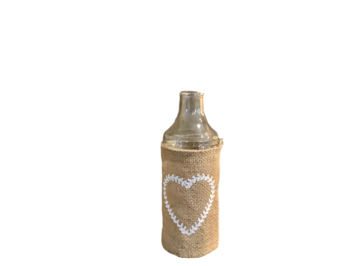 GLASS BURLAP HEART VASE