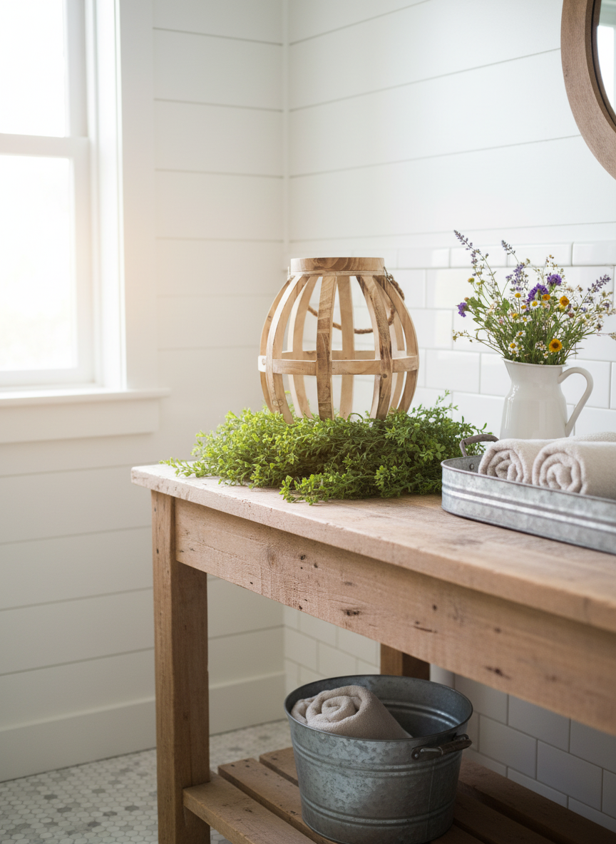 WHITEWASHED WOOD LANTERN