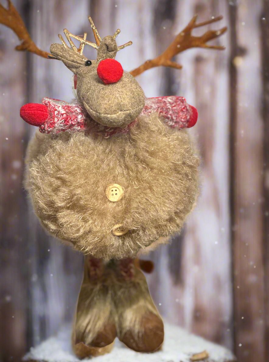 STANDING FLUFFY REINDEER WITH LED ANTLERS