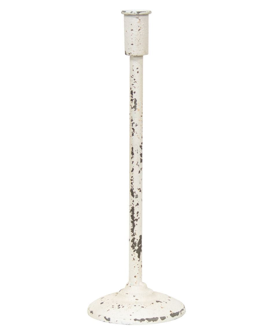 DISTRESSED WHITE METAL TAPER HOLDERS