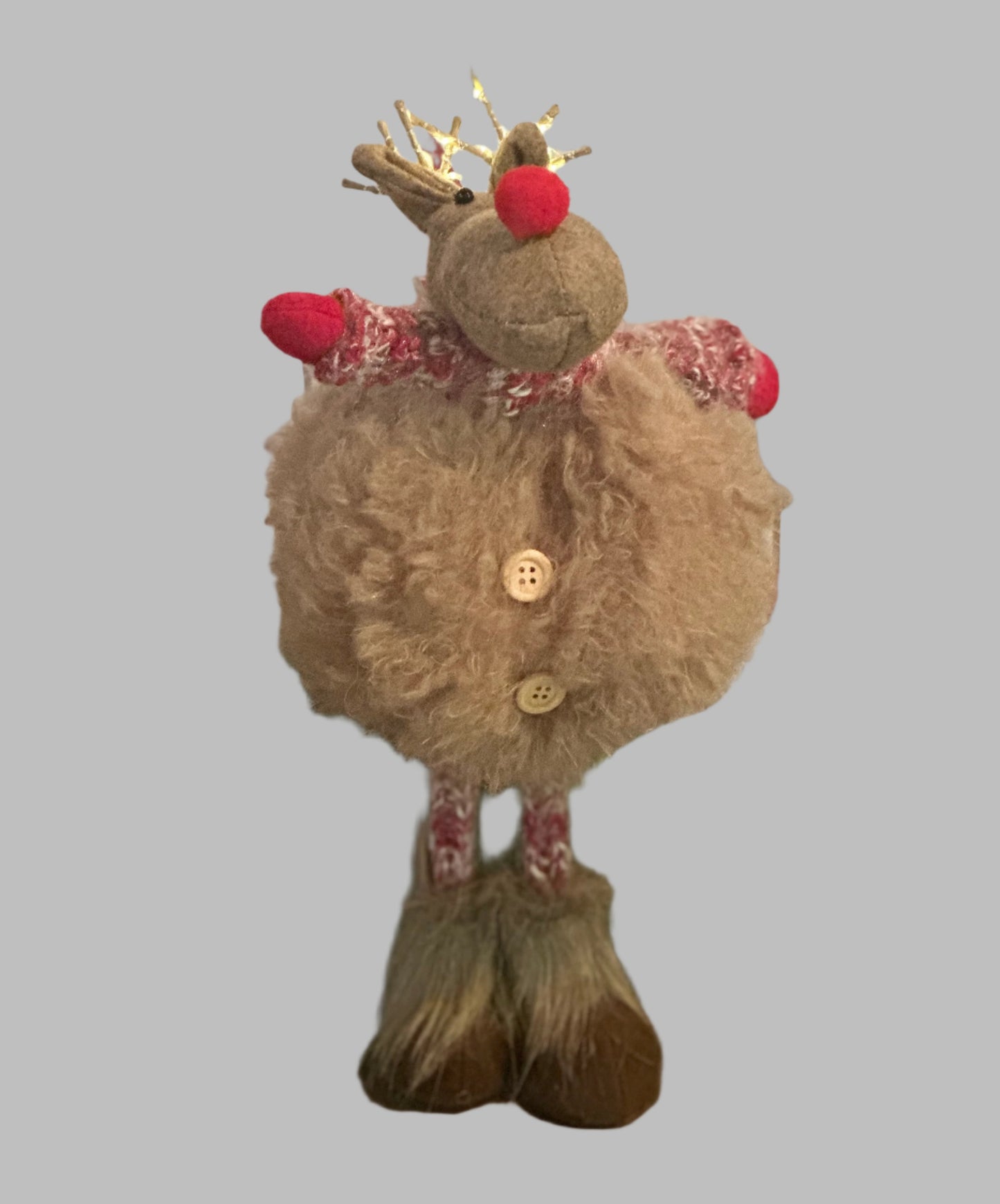 STANDING FLUFFY REINDEER WITH LED ANTLERS