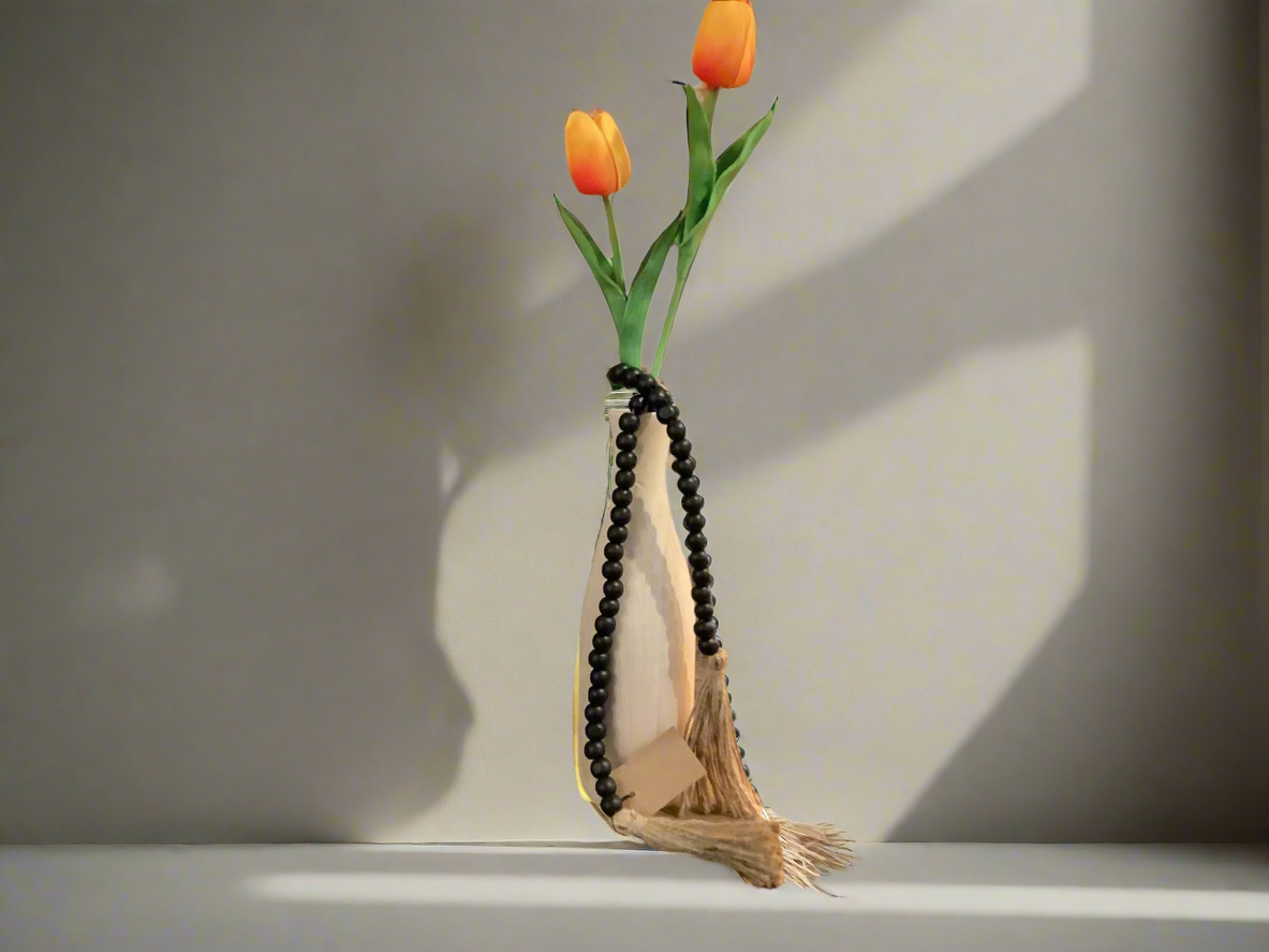 BLACK WOOD BEADED GARLAND