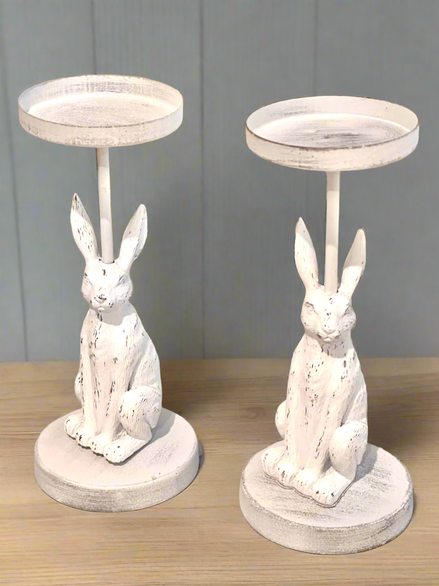 METAL BUNNY PILLAR CANDLE HOLDER
