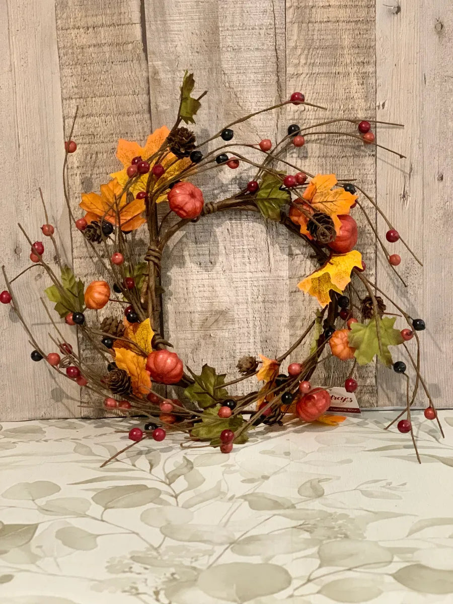 PUMPKIN PINECONE AND BERRY CANDLE RING