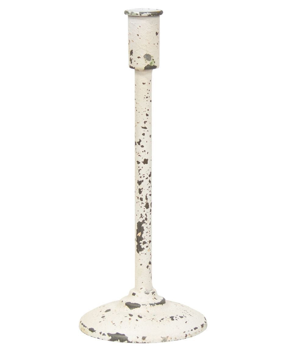 DISTRESSED WHITE METAL TAPER HOLDERS