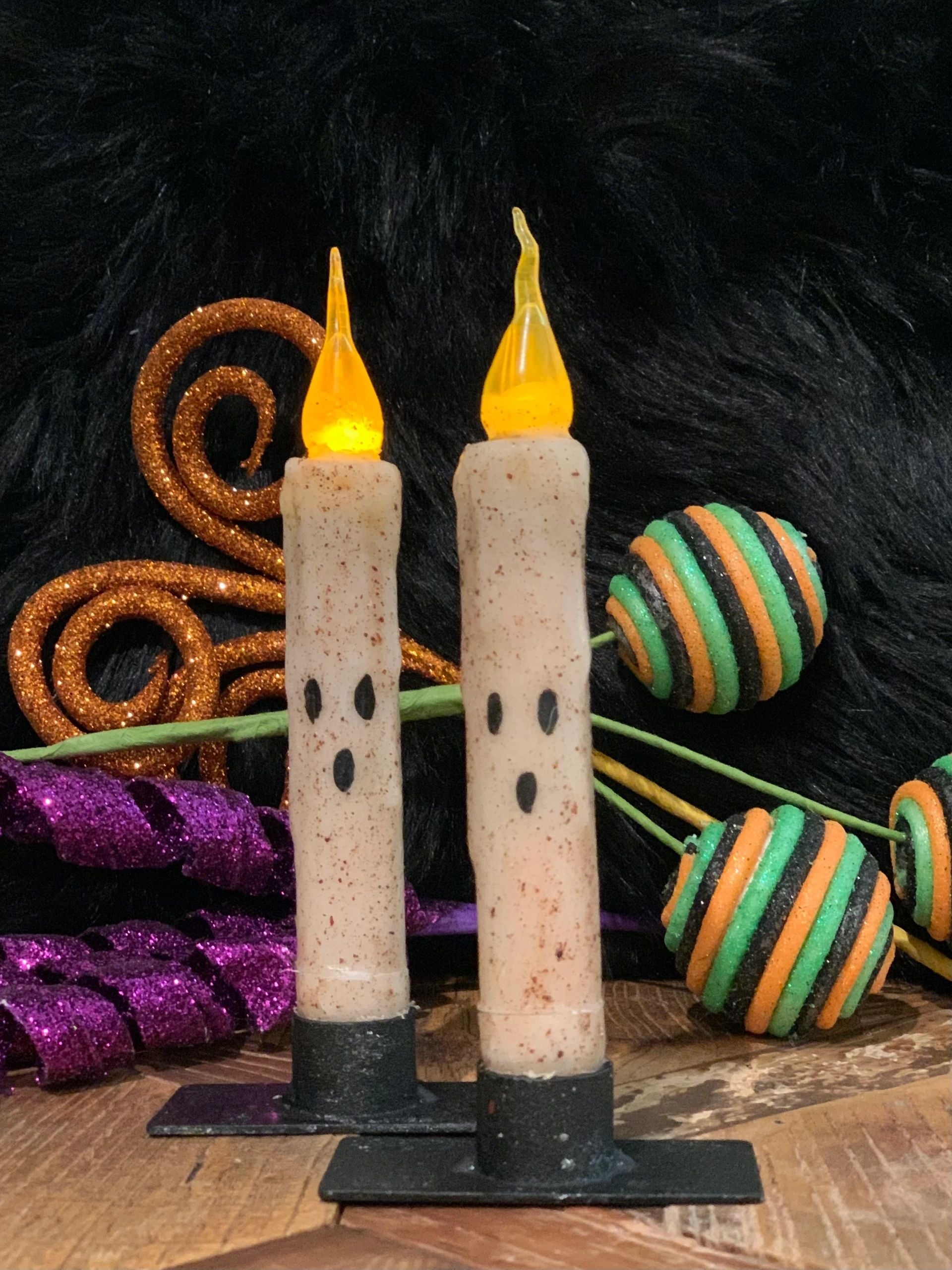 Halloween Ghost Timer Taper Candle BarnHill Candles and Decor