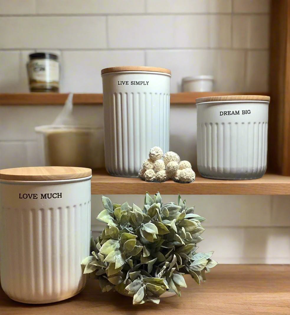 CANISTER SET WHITE CERAMIC