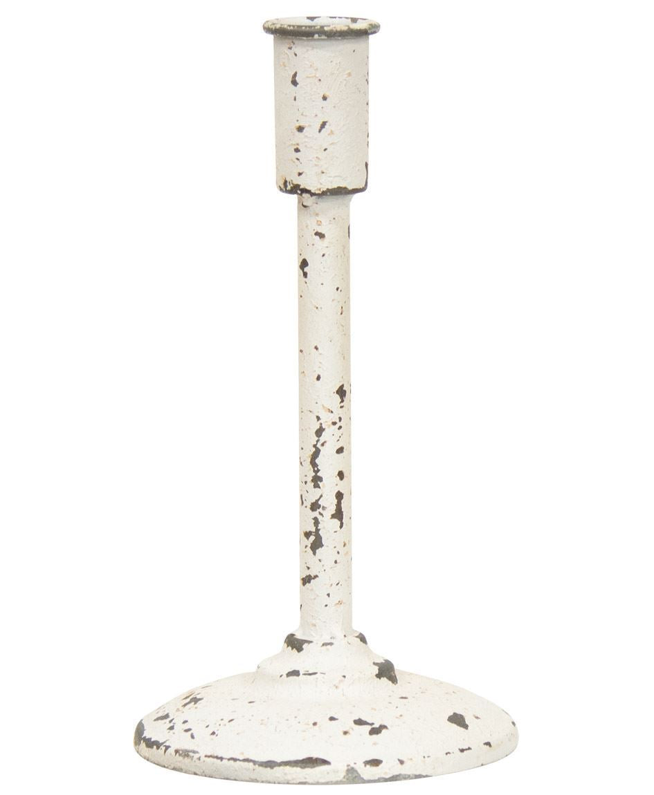 DISTRESSED WHITE METAL TAPER HOLDERS
