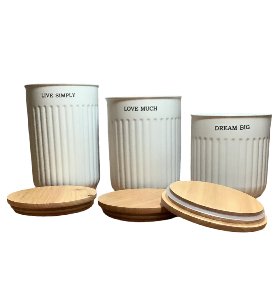 CANISTER SET WHITE CERAMIC