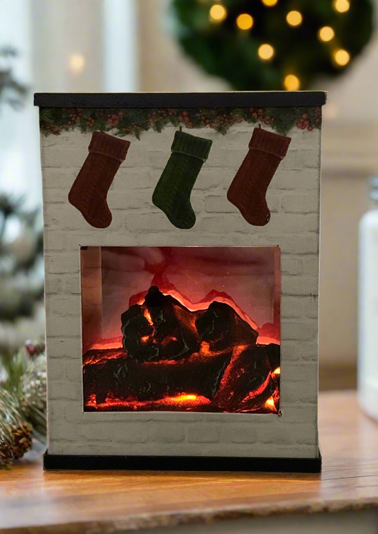 CHRISTMAS ILLUMINATED FIREPLACE WAX WARMER