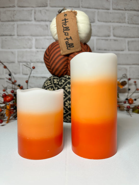 CANDY CORN PILLAR CANDLE