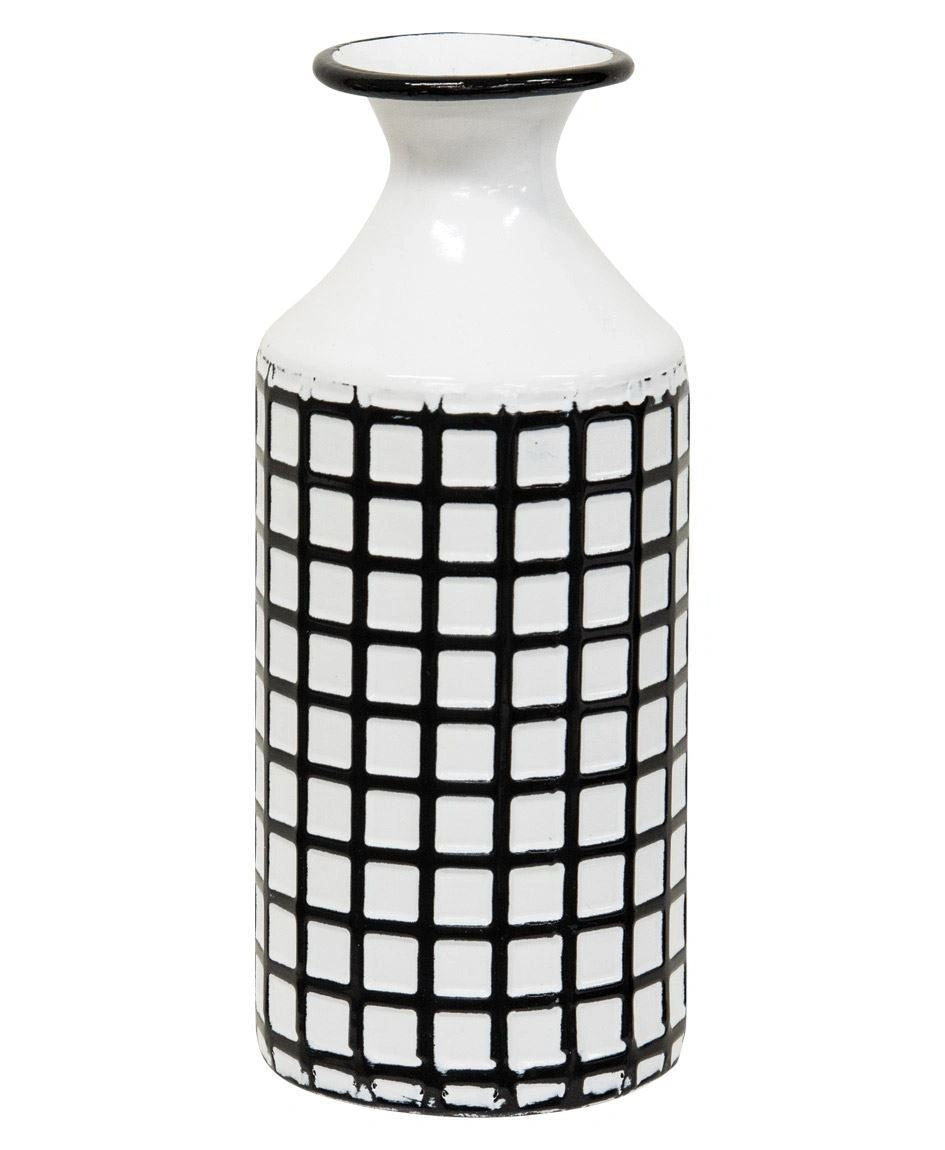 Farmhouse Check Enamel Vase