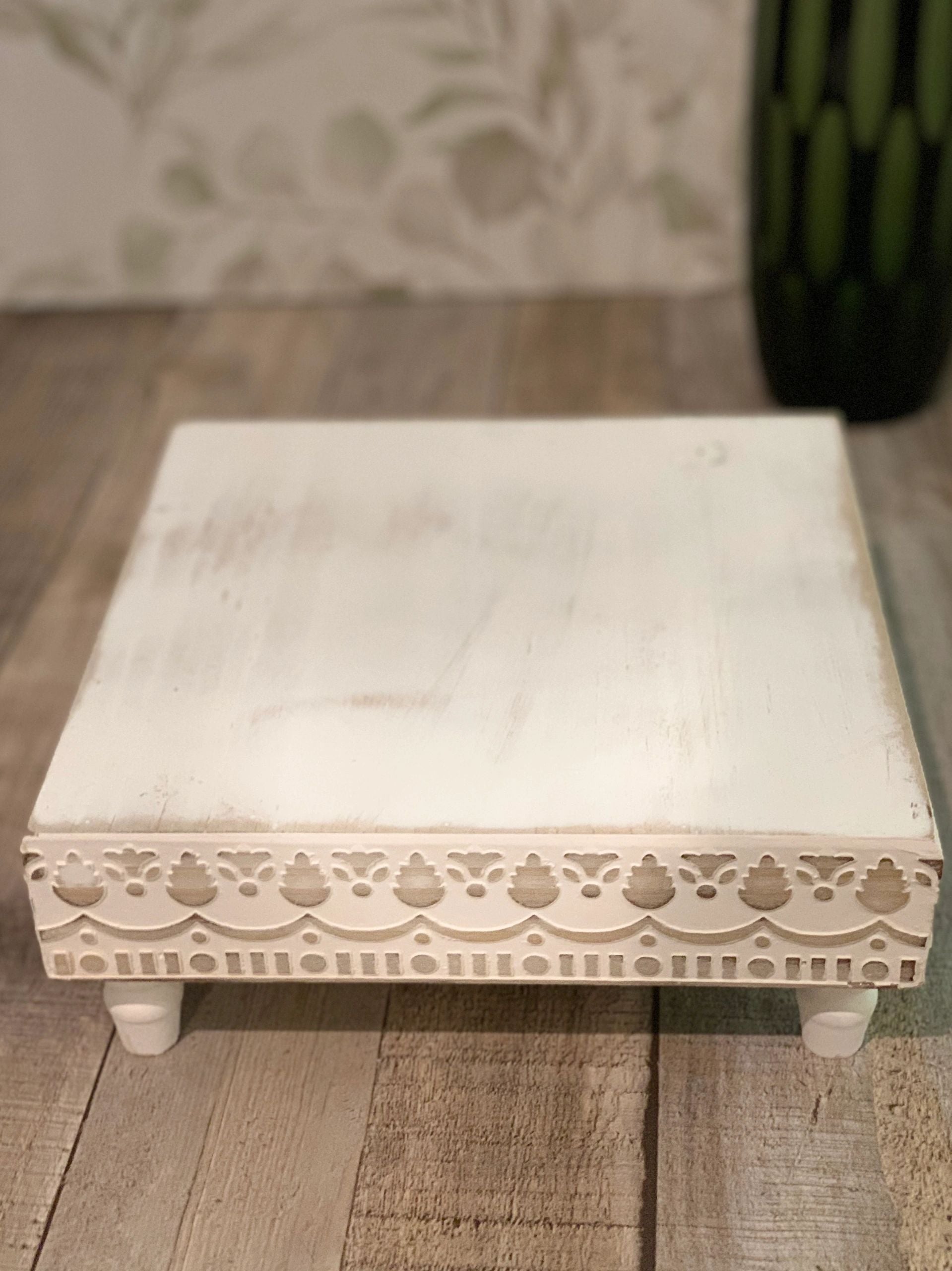Whitewashed Square Wood Riser – BarnHill Candles and Decor