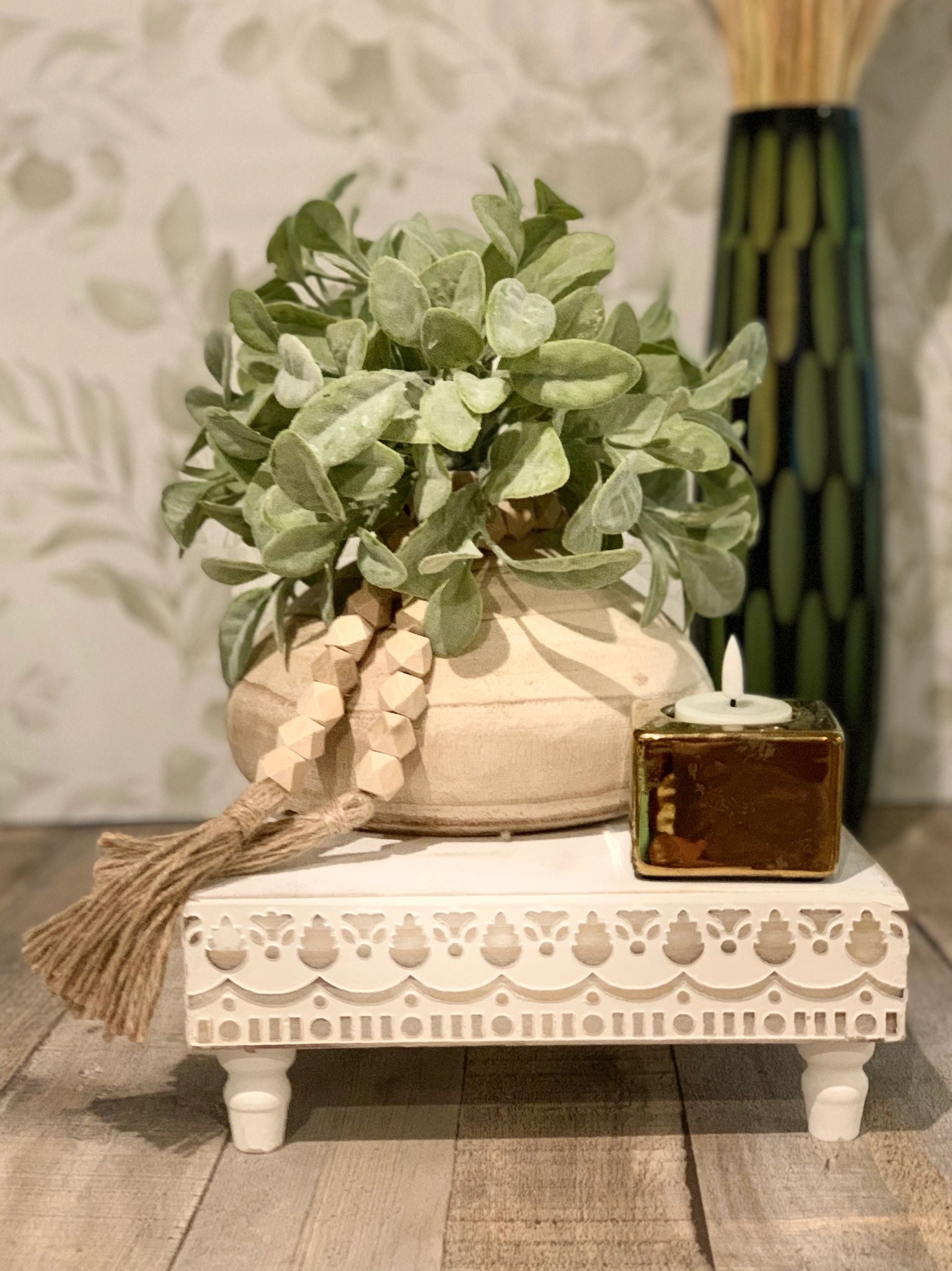 Whitewashed Square Wood Riser – BarnHill Candles and Decor